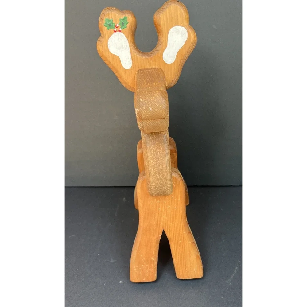VTG Handmade Wooden Reindeer 16.5